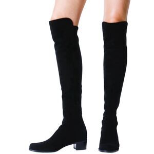 NWOT Stuart Weitzman 5050 Suede Boot Black Suede Leather Size 10 Stretch